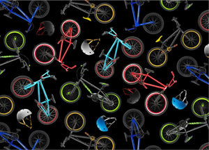 In Motion BMX Bikes Black Cotton Fabric