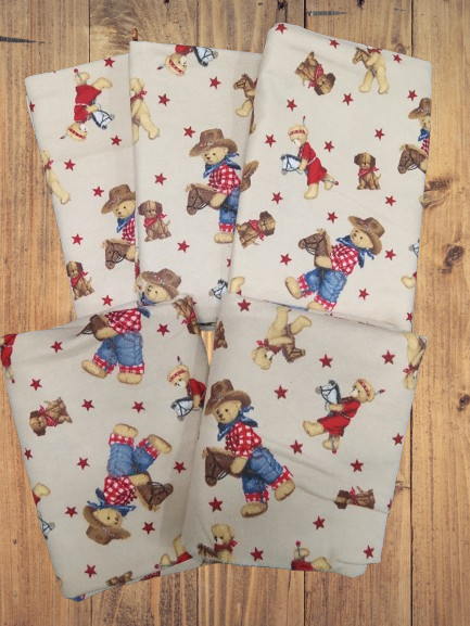 Assorted Teddy Bear Western Flannel 15