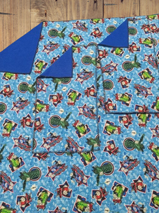Handmade Double Layer Toddler Throw Blanket Set "Thomas the Train"