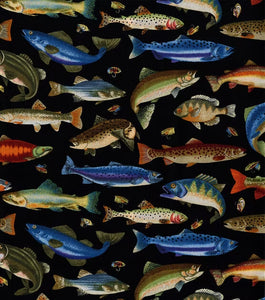 Handmade Placemat Or Table Runner Swimming Fish Black