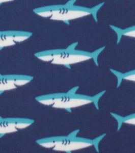 Shark Teal Blue Fleece Fabric