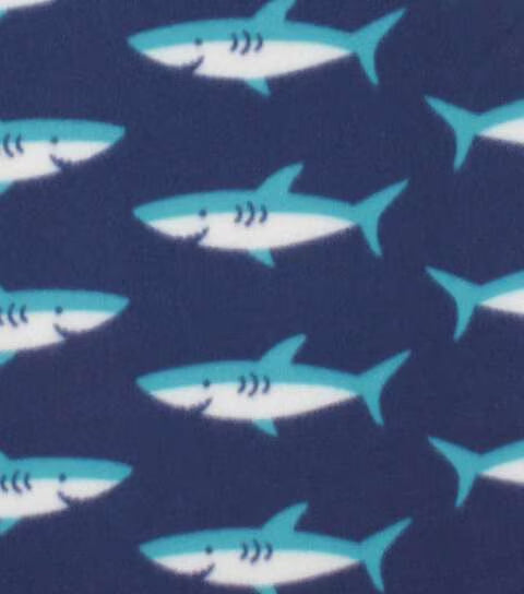 Shark Teal Blue Fleece Fabric