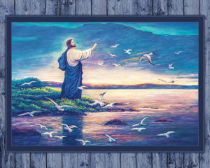 45" He Feeds Them All Faith Cotton Panel Fabric