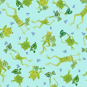 Handmade Placemat Or Table Runner Frogs and Fonds Allover Blue