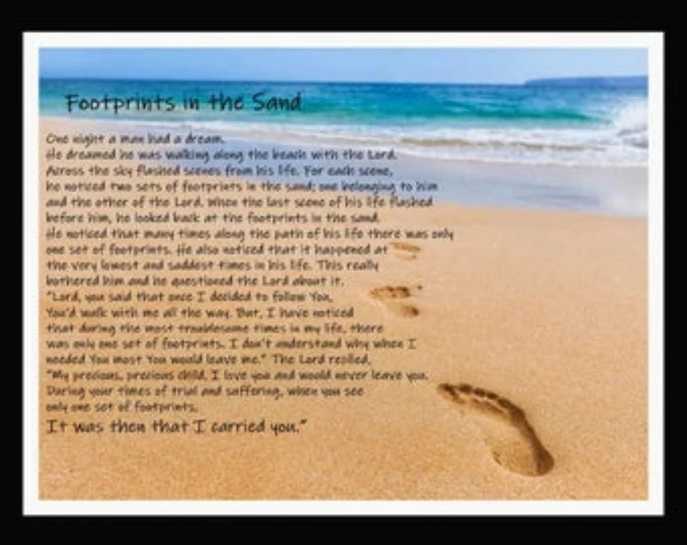 Footprints In The Sand Faith Cotton Panel Fabric