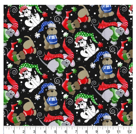 Handmade Placemat Or Table Runner Winter Dogs Black
