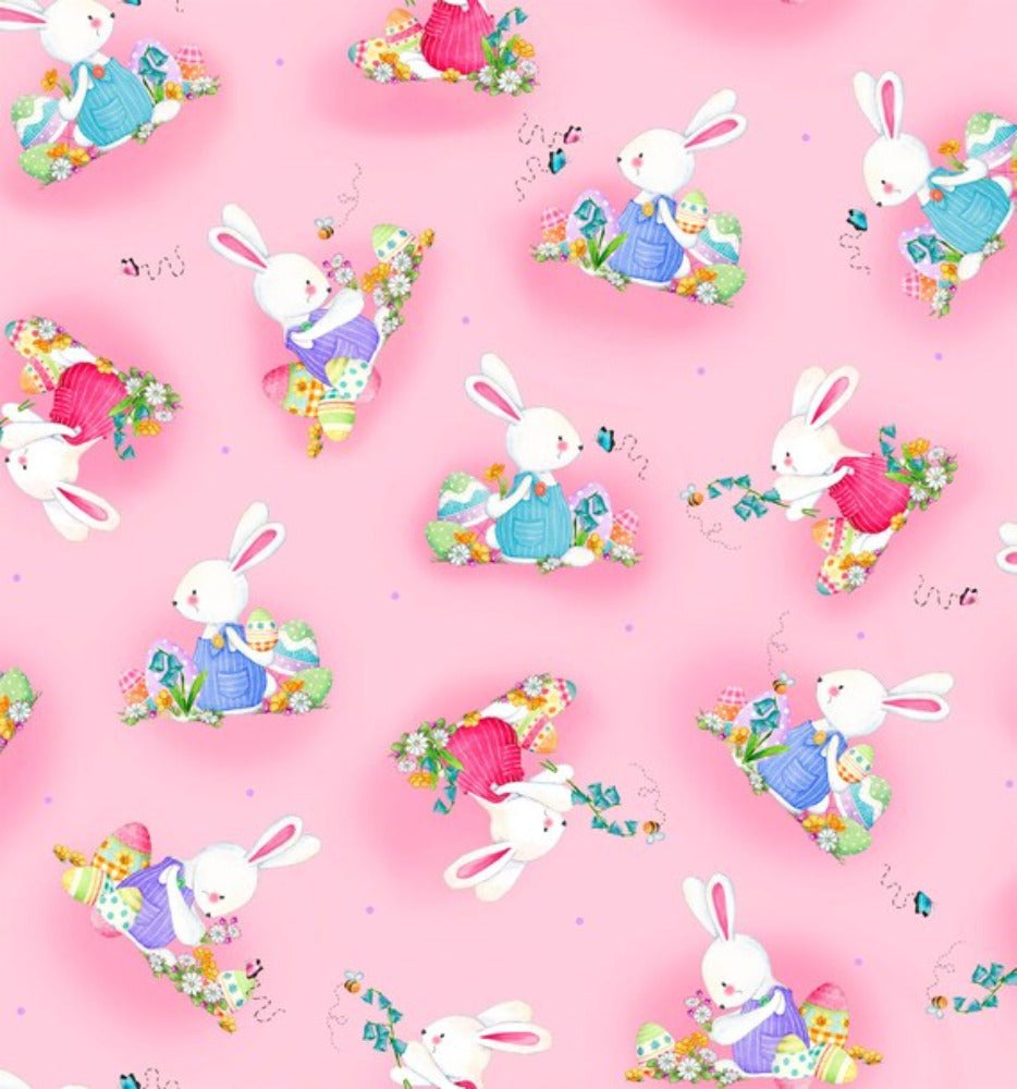 Handmade Placemat Or Table Runner Bunny Wishes Pink