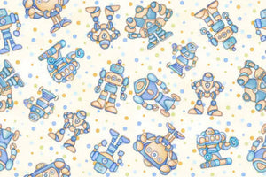Handmade Placemat Or Table Runner Space Ace Robots White