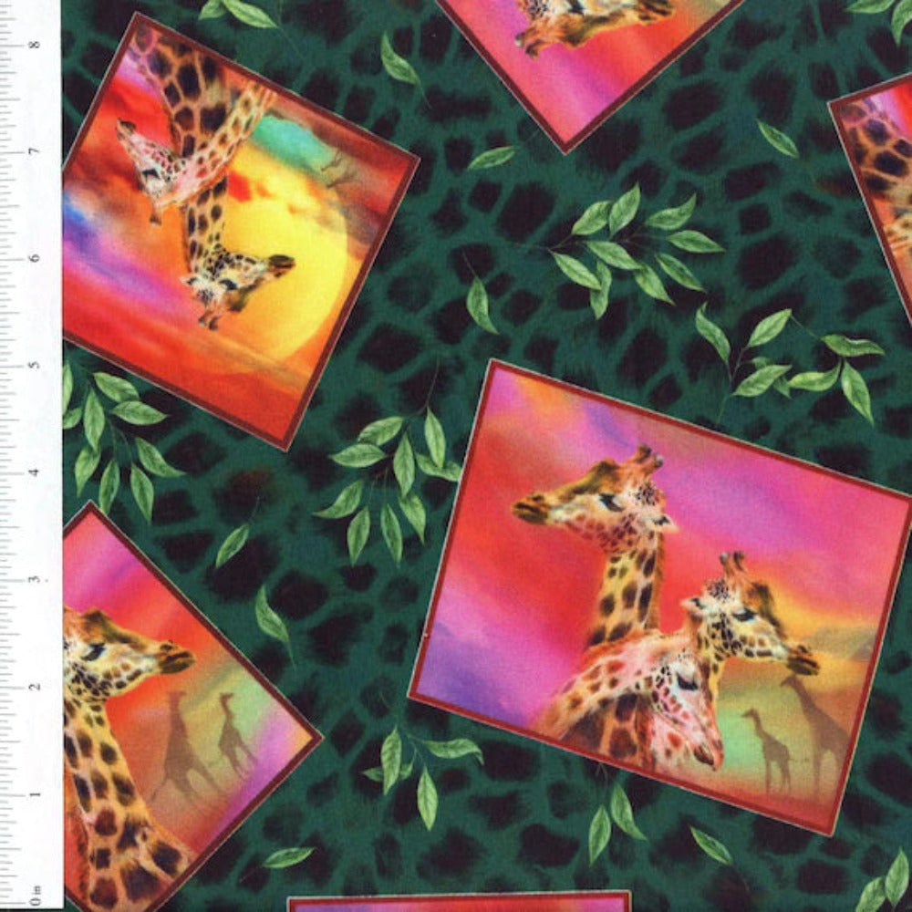 Handmade Placemat Or Table Runner Giraffe Safari Green
