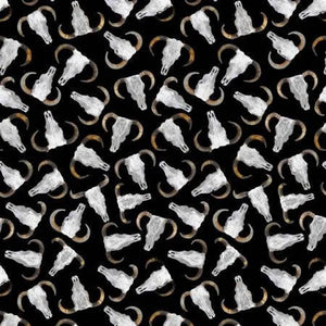 Handmade Placemat Or Table Runner Big Sky Country Bull Skulls Black