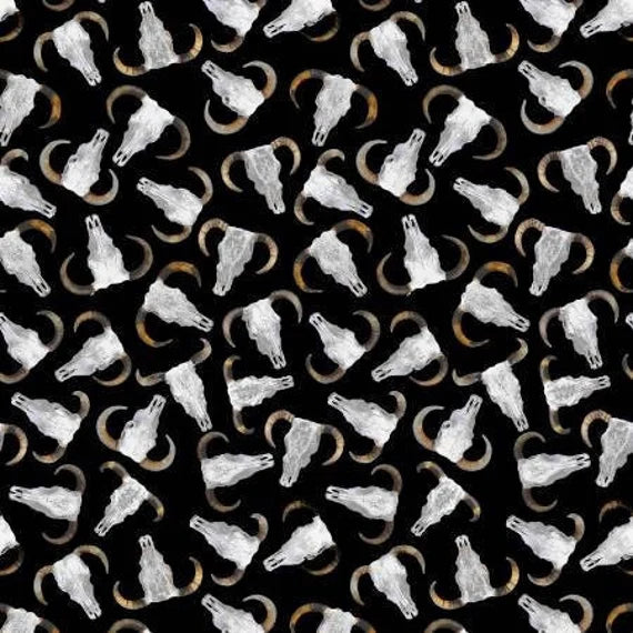 Handmade Placemat Or Table Runner Big Sky Country Bull Skulls Black