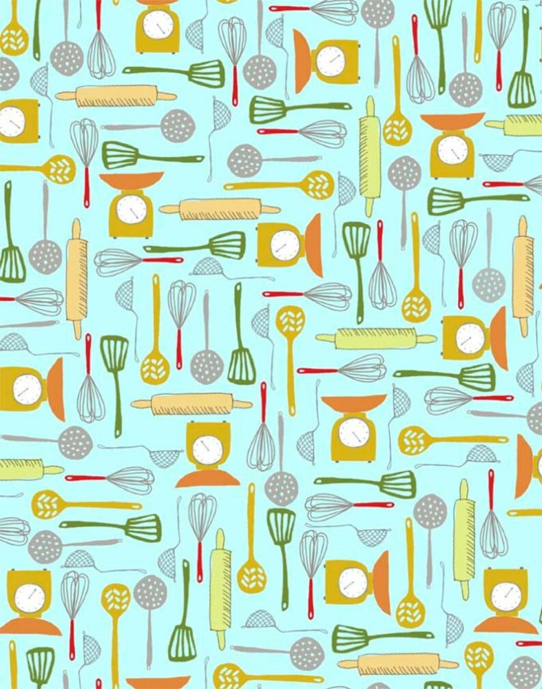 Handmade Placemat Or Table Runner What's Cookin' Utensils Blue