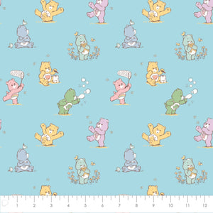 Handmade Blanket, Burp Rag/ Security Blanket, and Bib Care Bears Playful Blue