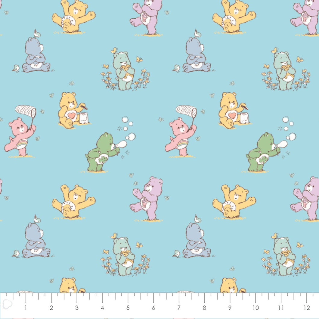 Handmade Blanket, Burp Rag/ Security Blanket, and Bib Care Bears Playful Blue