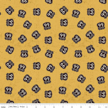 Load image into Gallery viewer, Handmade Valance or Curtain Panel Route 66 Signs Gold
