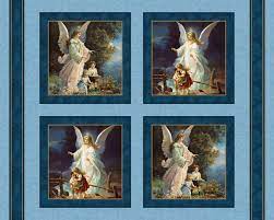 Guardian Angel Pillow Panel Cotton Fabric