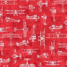 Load image into Gallery viewer, Handmade Valance or Curtain Panel First in Flight Blueprint Red
