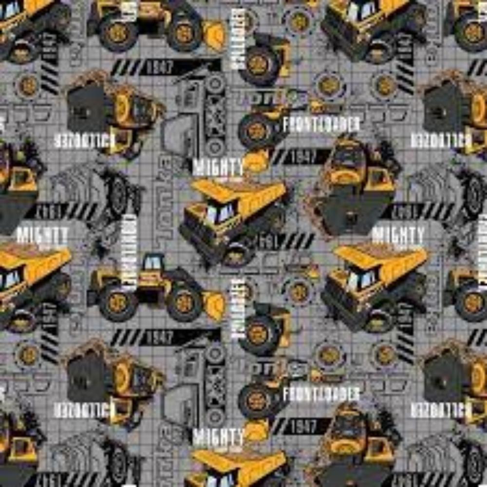 Tonka- Construction Truck Grey Cotton Fabric