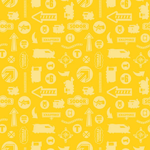 Thomas the Train Full Steam Ahead Tonal Yellow Cotton Fabric - 1 Yard Precut