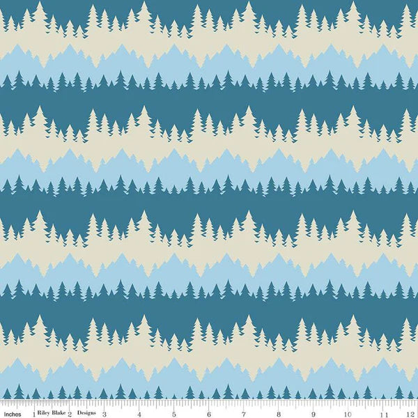 Only You Smokey Bear Tree Stripe Cadet Cotton Fabric