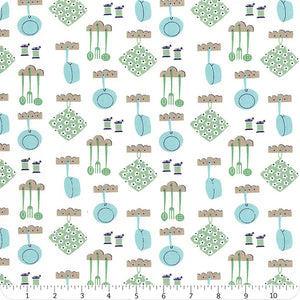 Cook Book Pots and Pans Cottage Cotton Fabric