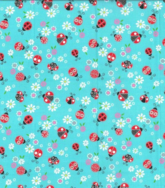 Lady Bug Metallic Cotton Fabric