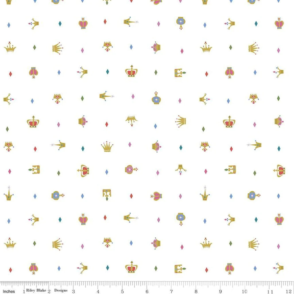 Little Brier Rose Crown White Cotton Fabric
