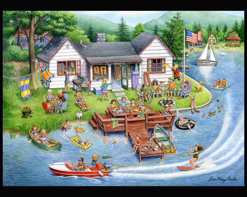 Lake House Panel Cotton Fabric