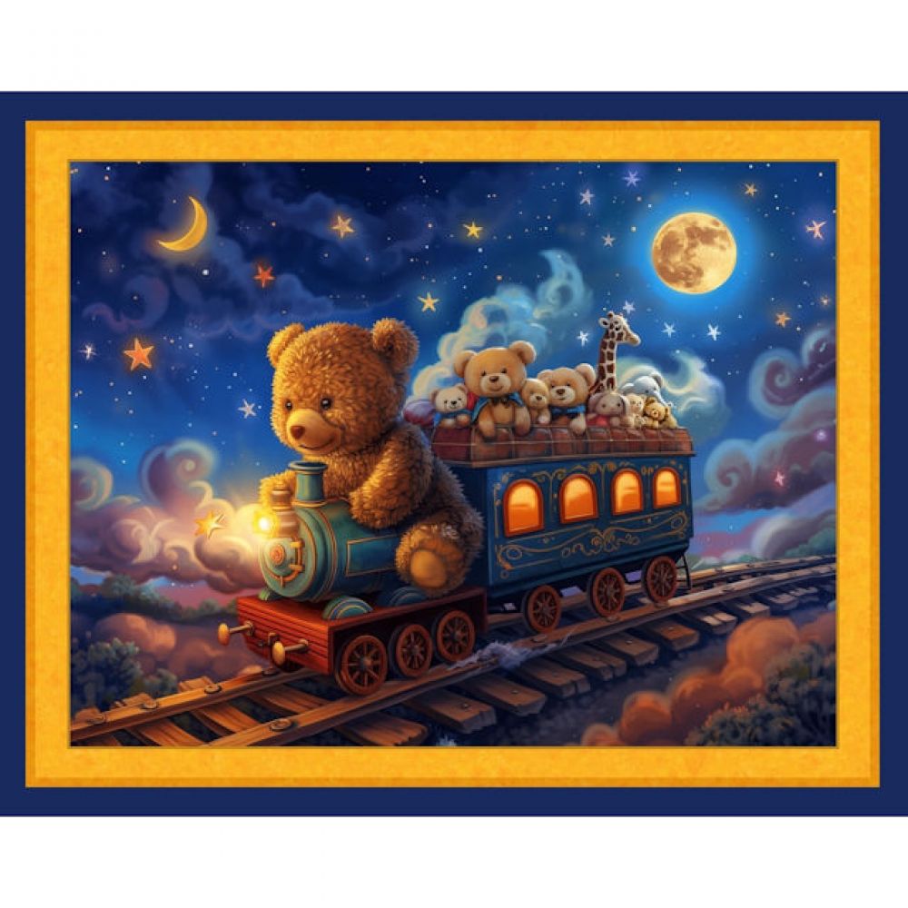 Choo Choo Teddy Cotton Panel