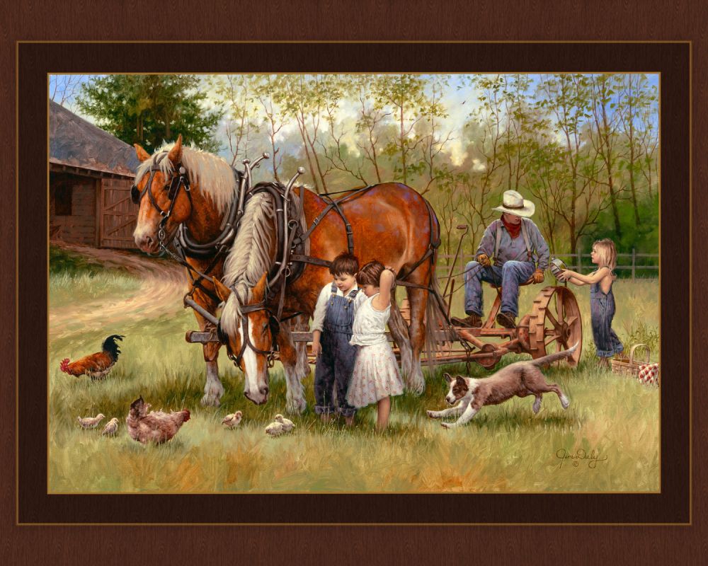 Taking a Break Horse Panel Cotton Fabric