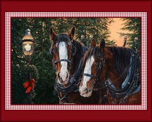Merry & Bright Horse Panel Cotton Fabric