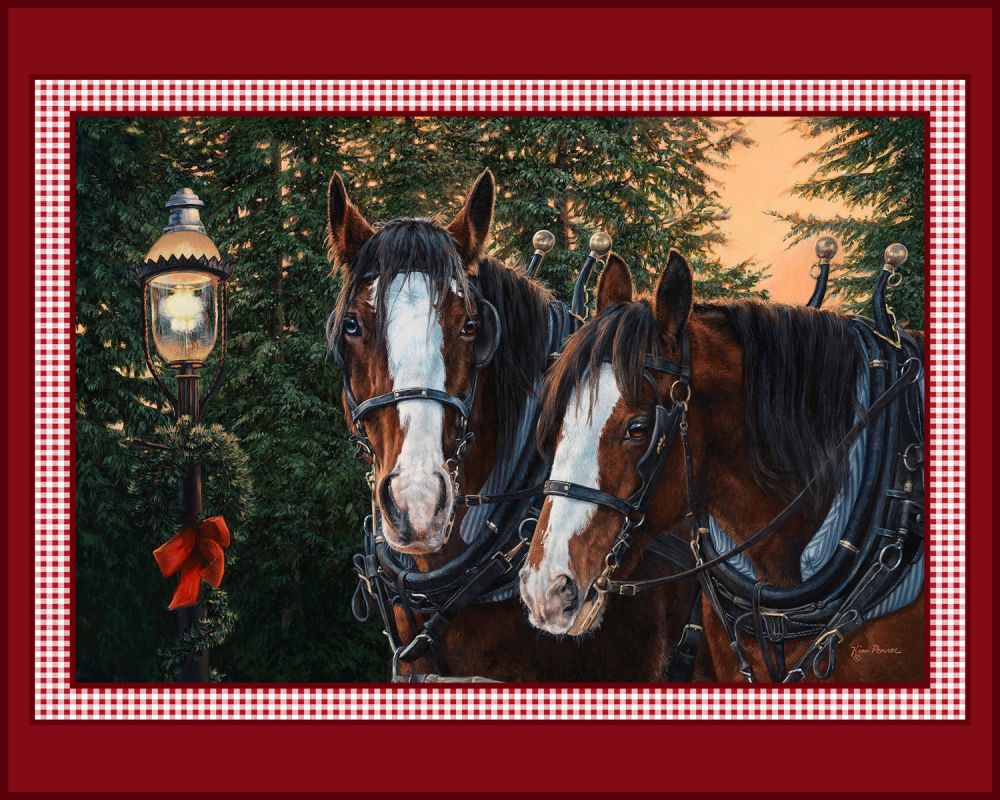 Merry & Bright Horse Panel Cotton Fabric