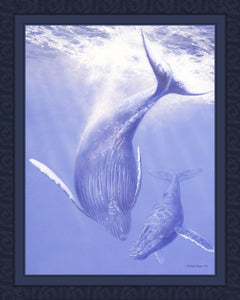 Ohana Blue Whale 45" Wide Cotton Panel Fabric