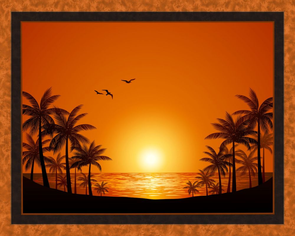 Palm Beach Sunset Panel Cotton Fabric