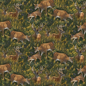 Feast in Wood Deer Cotton Fabric