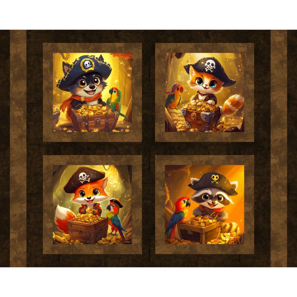 Pirate Buddies Cotton Pillow Panel