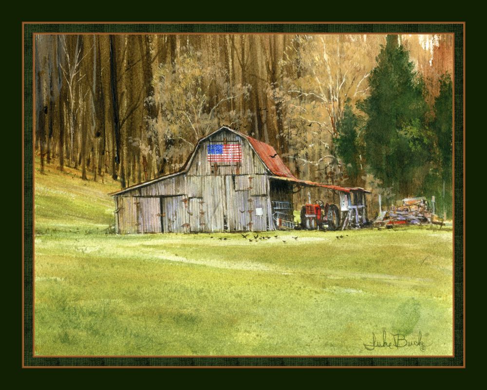 Barn Hinge Panel Cotton Fabric