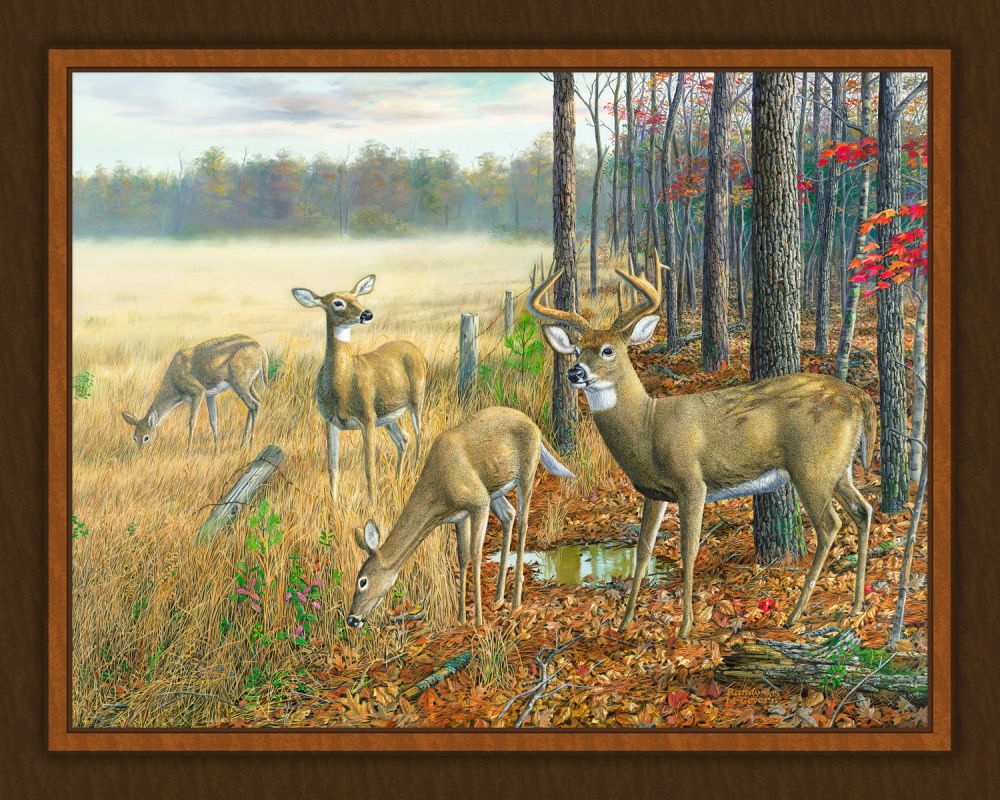 A Brand New Day Deer Panel Cotton Fabric