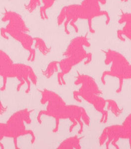 Unicorn on Pink Fleece Fabric
