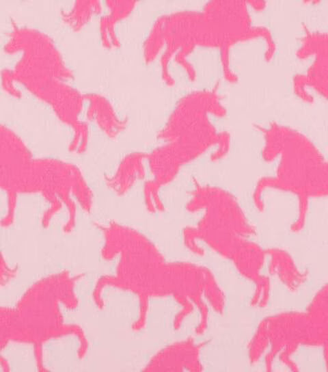 Unicorn on Pink Fleece Fabric