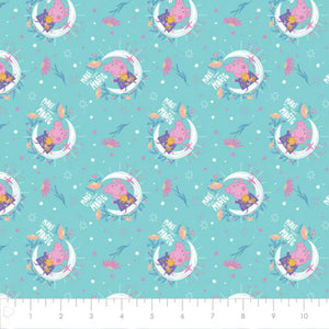 Peppa Pig Moon Magic Light Teal Cotton Fabric