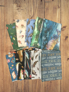 Assorted Fishing & Fish Flat Fold Assortment 10 Yard Bundle Cotton Fabric