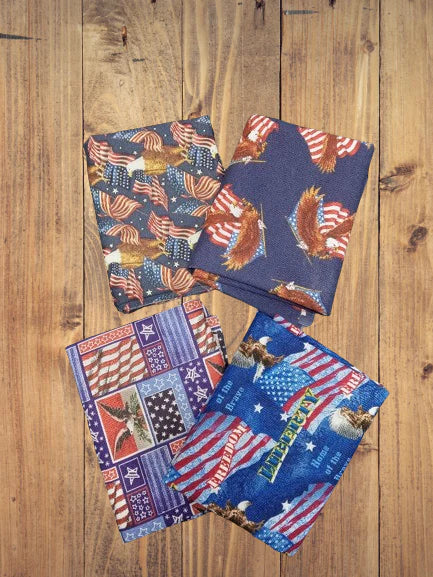 4 Half Yards  -Assorted Patriotic Bald Eagles Half Yard Bundle