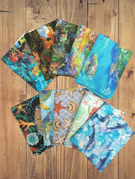 10 Fat Quarters - Assorted Under the Ocean Fat Quarter Bundle