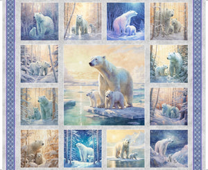 Aurora Polar Bear Patched Gray Cotton Fabric