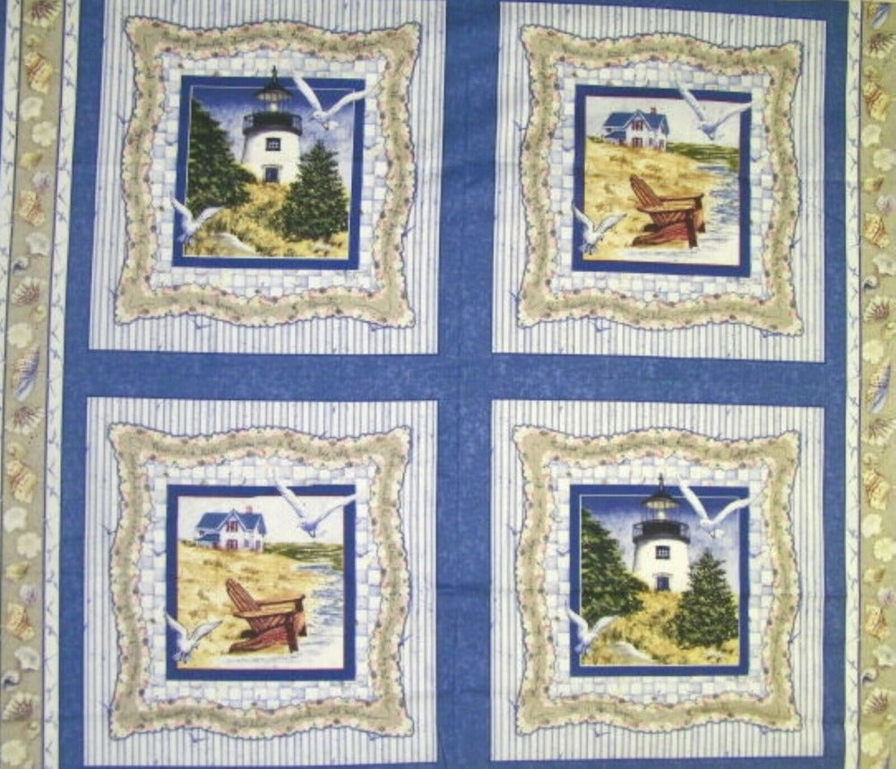 By the Sea Pillow Panel Cotton Fabric