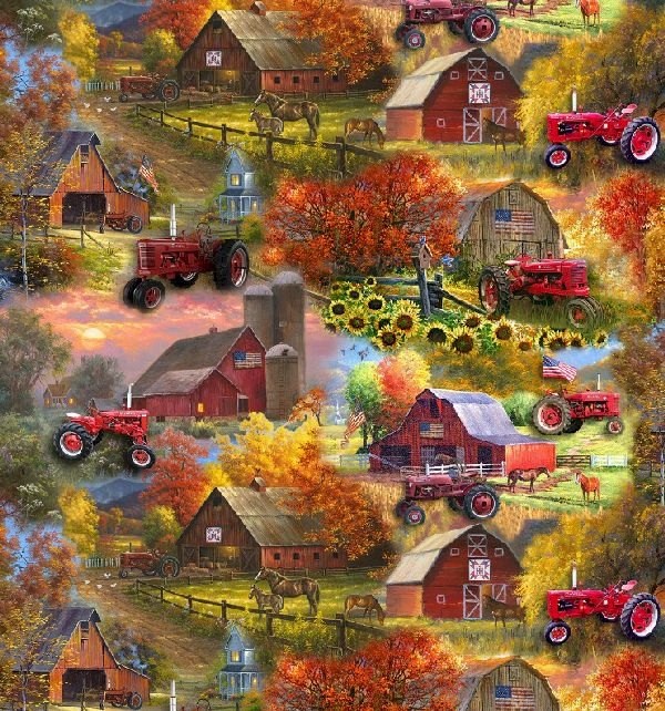 Handmade Placemat Or Table Runner Farmall Barns Patriotic
