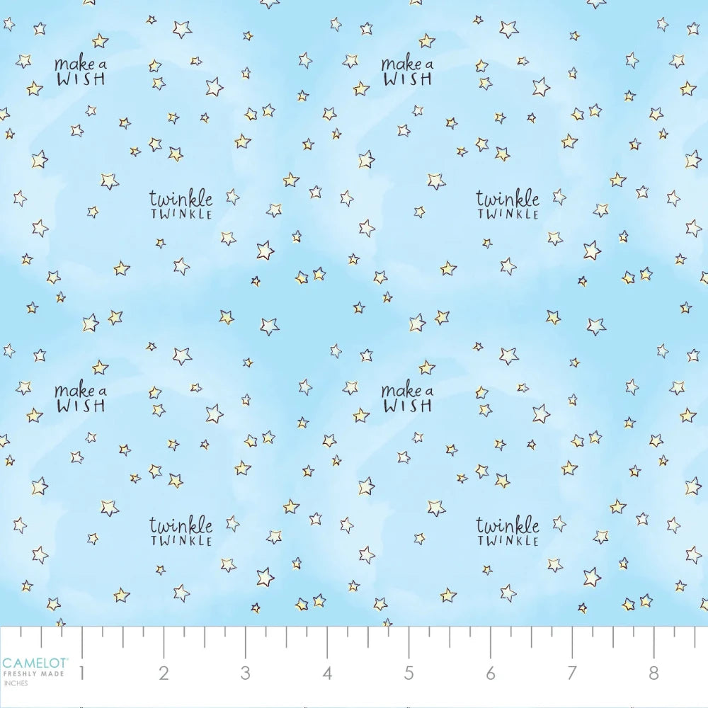 Care Bears Make a Wish Twinkle Twinkle Light Blue Cotton Fabric