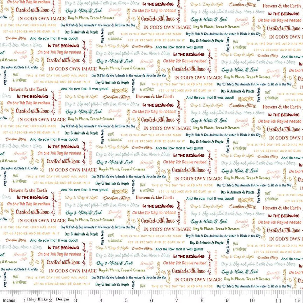 Created with Love It Is Written Ecru Cotton Fabric