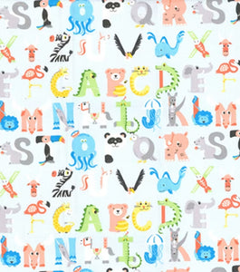Handmade Placemat Or Table Runner Alphabet Animals on Blue Nursery